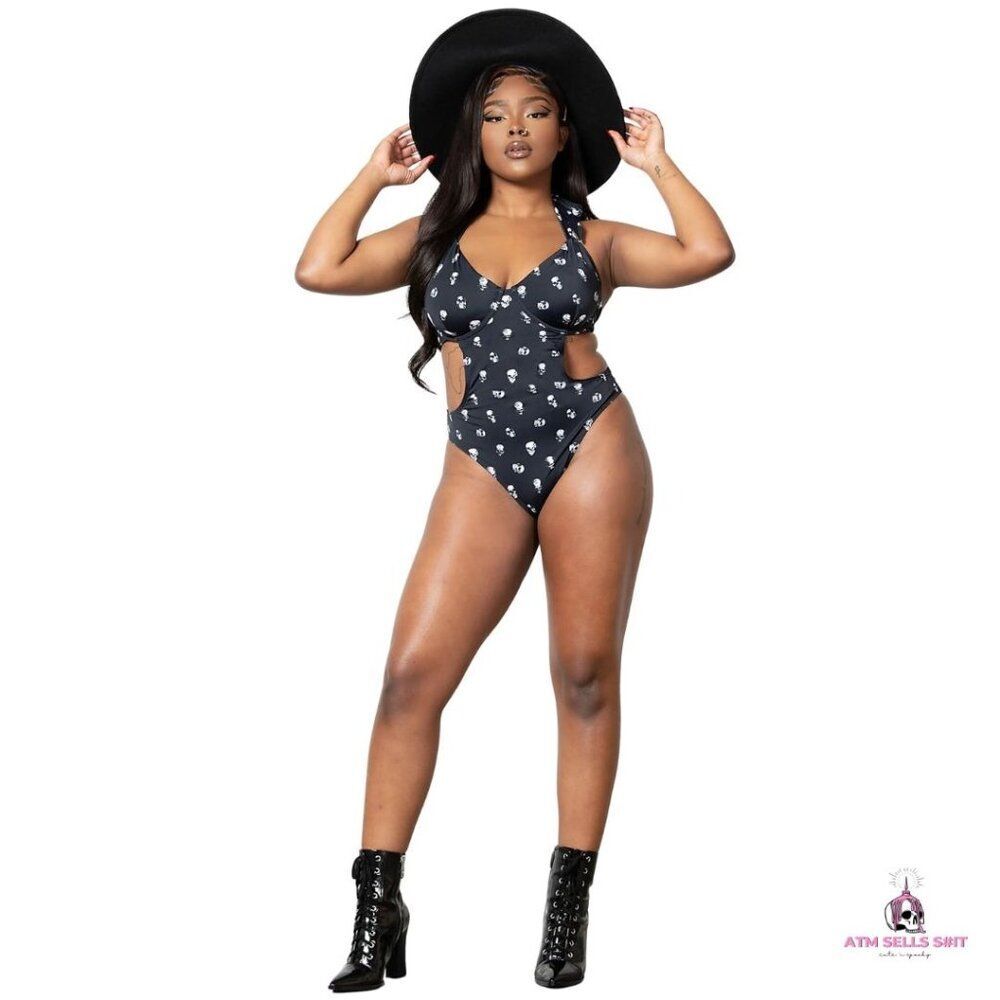 NWT Killstar Rebel Fate Skull Print Monokini Swimsuit XL